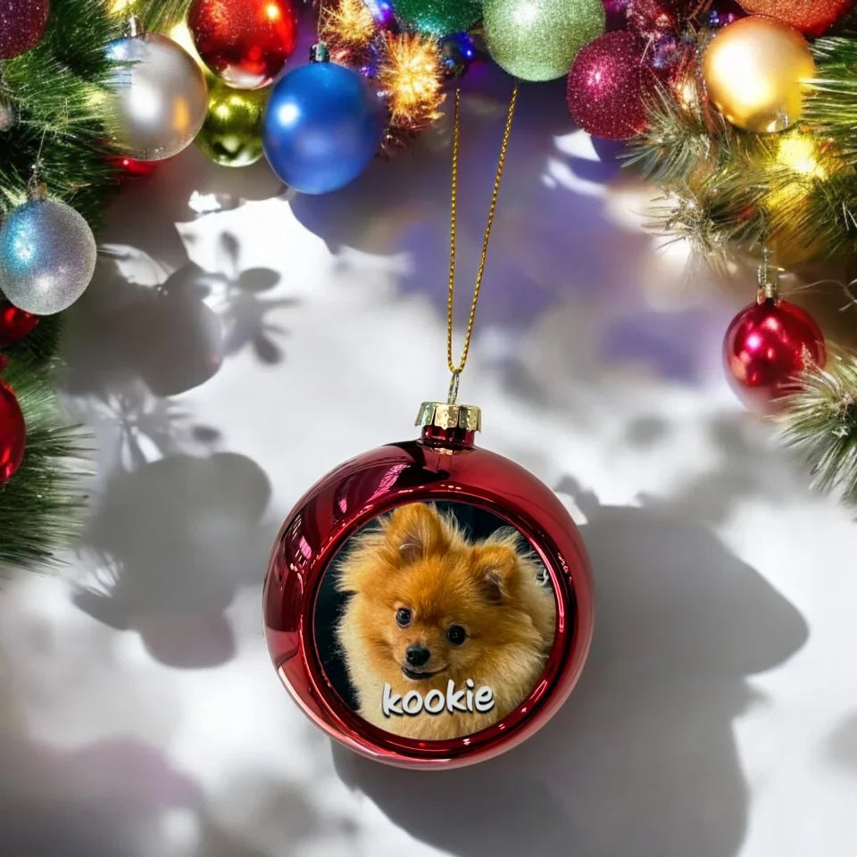 Boule de Noël rouge personnalisée – cadeau de Noël