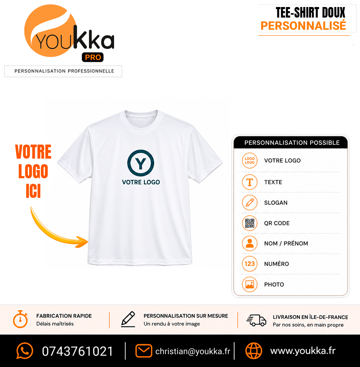 T-shirt personnalisé premium toucher coton 190 g