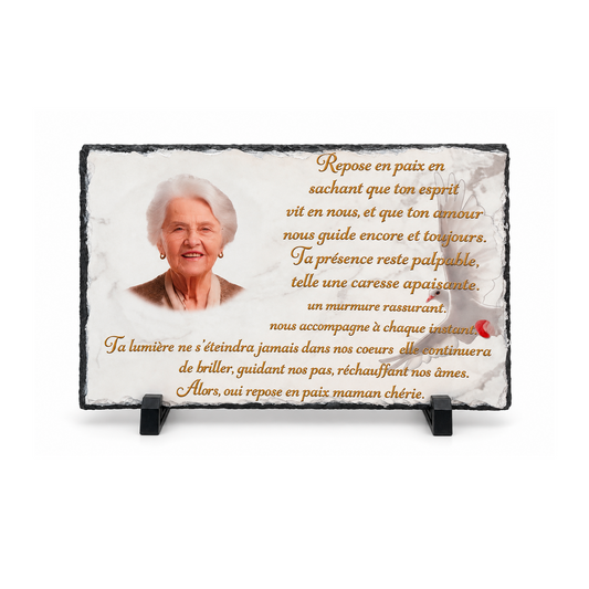 Ardoise commémorative personnalisée 20x30 cm avec photo et texte
