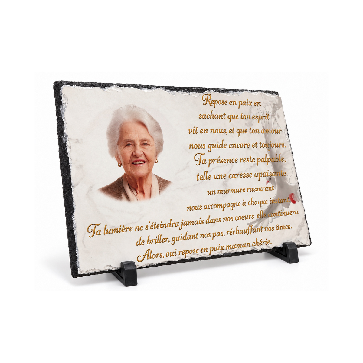 Plaque commémorative en ardoise 20x30 cm avec poème