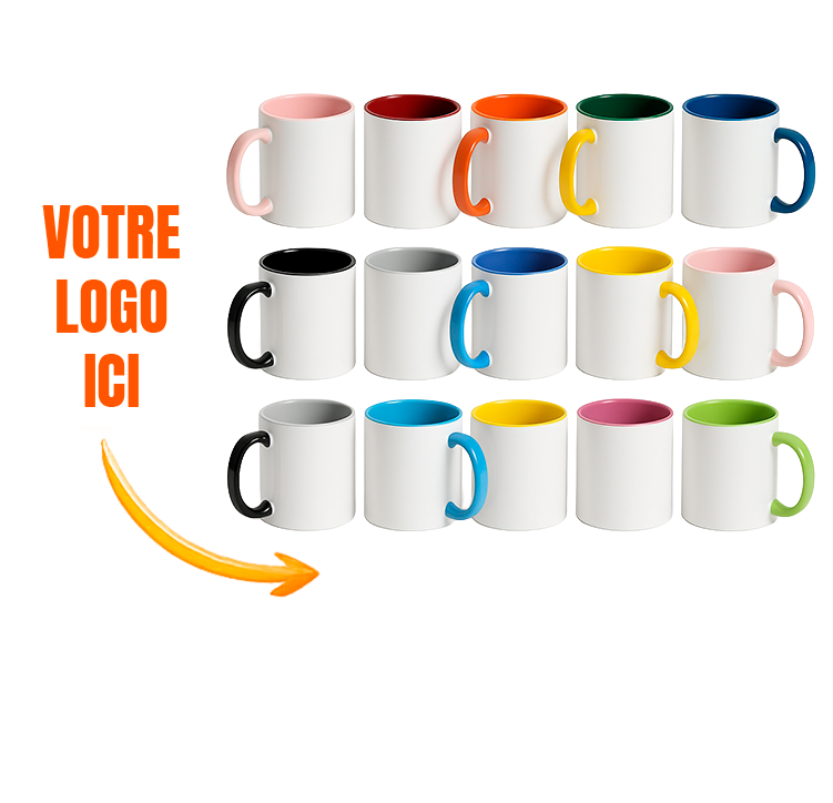 Mug personnalisé intérieur et anse colorés