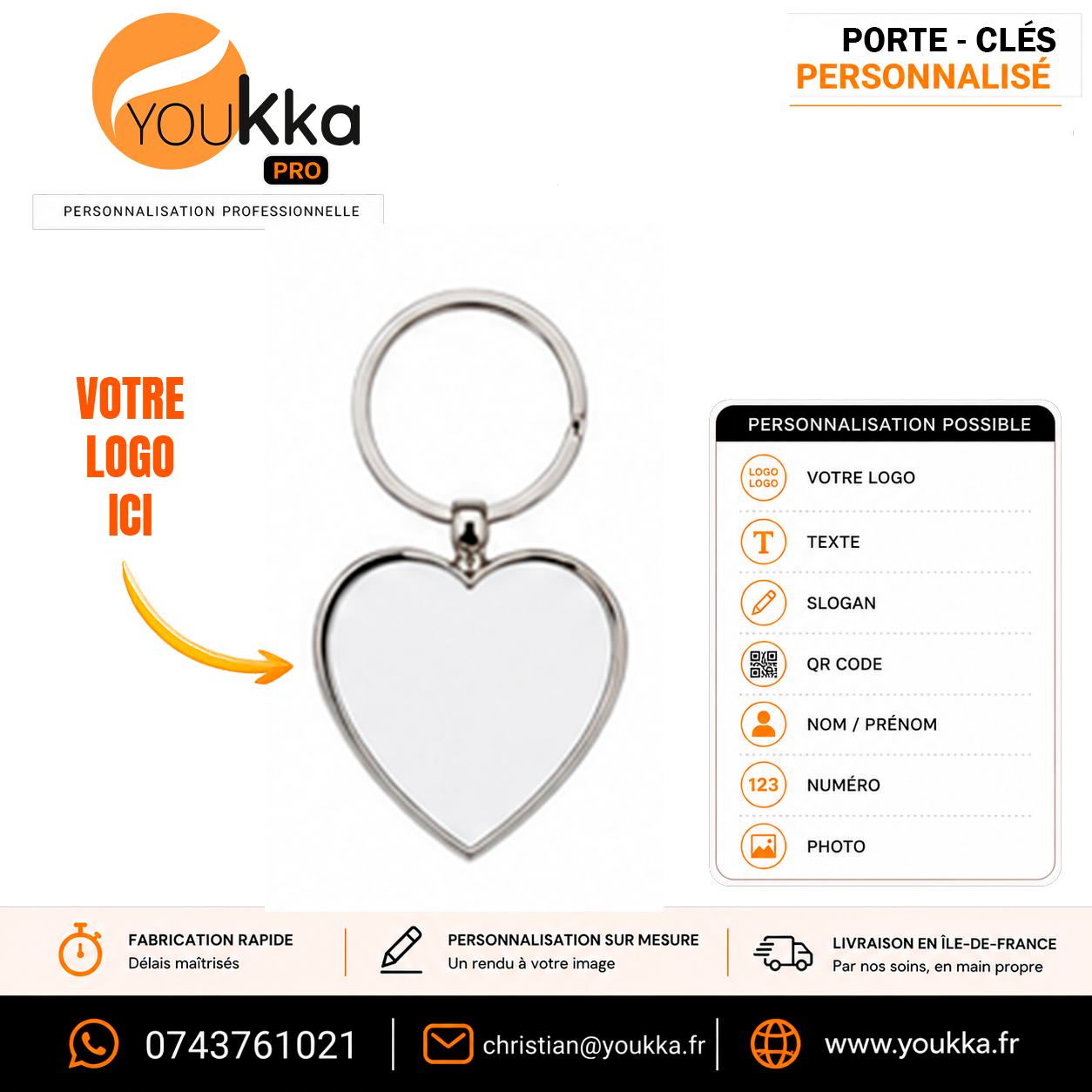 Porte-clé personnalisé métal luxe