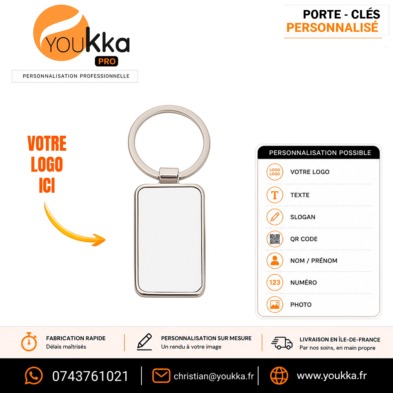 Porte-clé personnalisé métal luxe