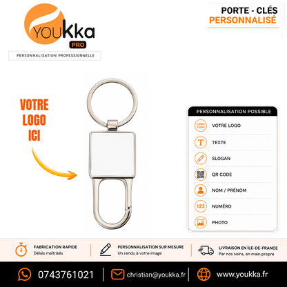 Porte-clé personnalisé métal avec mousqueton