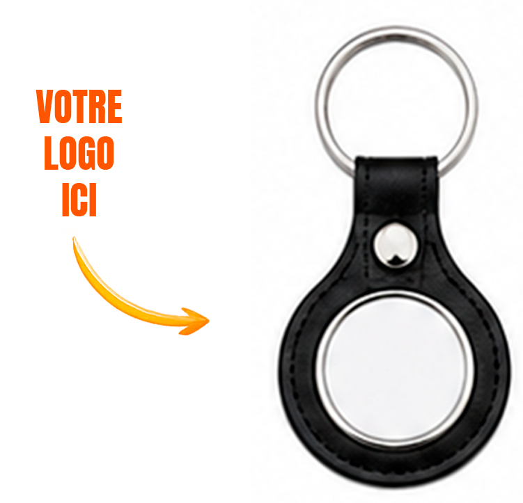 Porte-clé métal personnalisé avec attache simili cuir